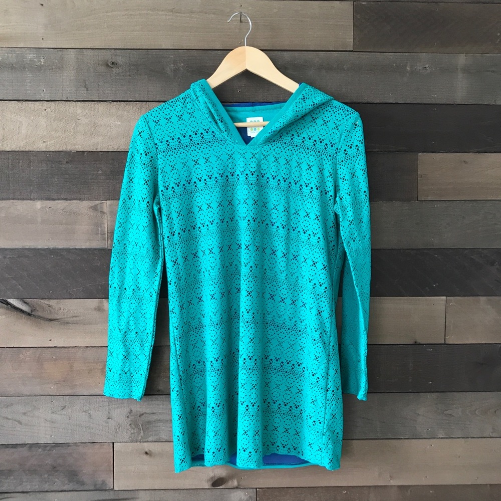 Teal Lace Hooded Tunic Dress - Women's